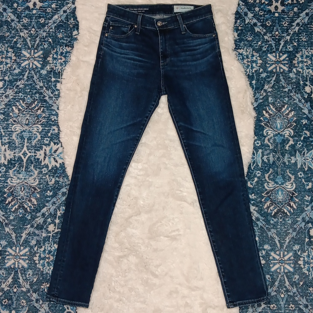 AG Adriano Goldschmied the high rise Stevie ankle dark wash jeans womens sz 25